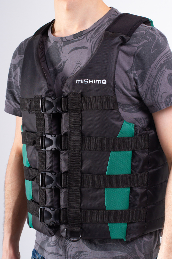 Жилет спасательный MISHIMO PRO Премиум качества Черно-зеленый в Петропавловске-Камчатском
