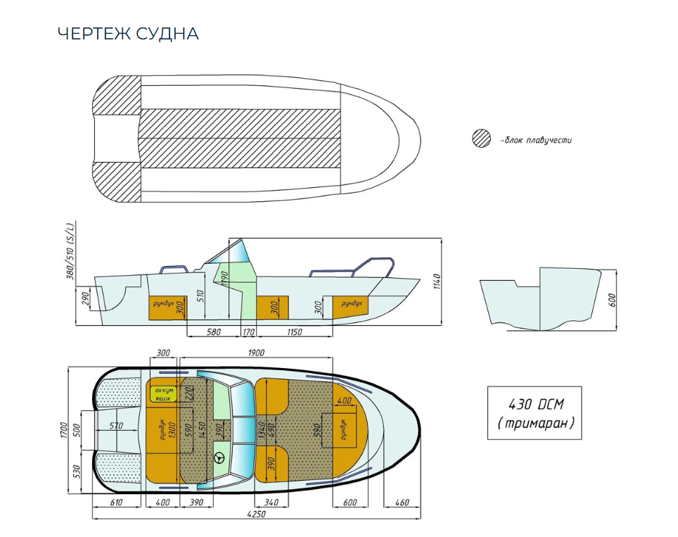 Стеклопластиковый катер Wyatboat-430 DCM (тримаран) в Петропавловске-Камчатском