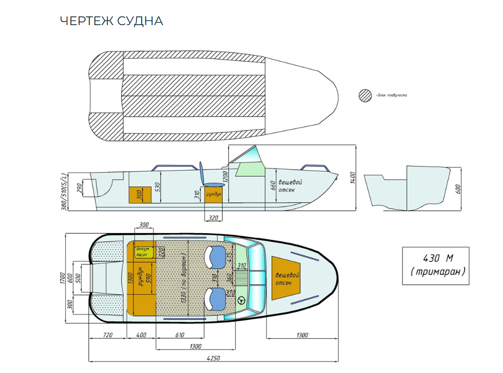 Стеклопластиковый катер Wyatboat-430 M (тримаран) в Петропавловске-Камчатском
