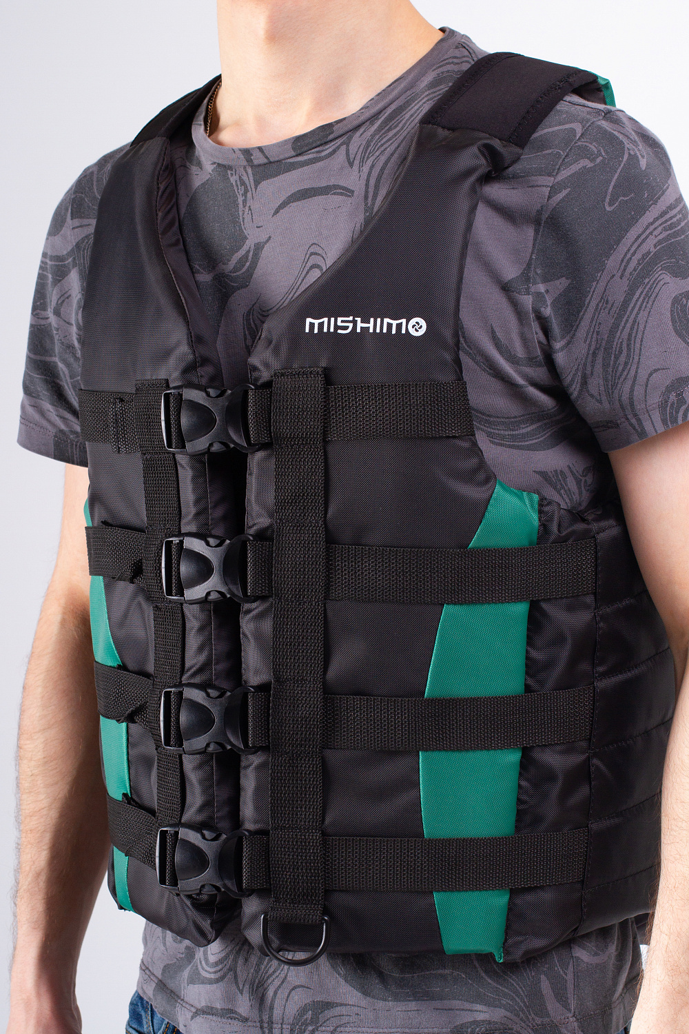 Жилет спасательный MISHIMO PRO Премиум качества Черно-зеленый в Петропавловске-Камчатском